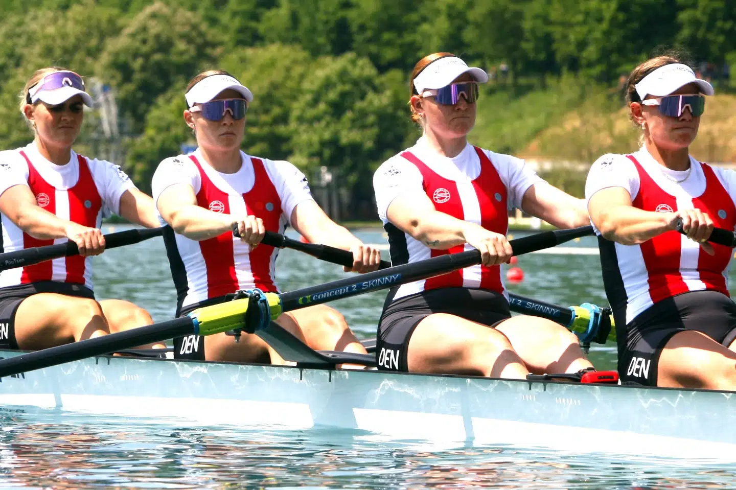 Det blev til en ærgerlig fjerdeplads i damernes firer. Sportxpress/Ritzau Scanpix