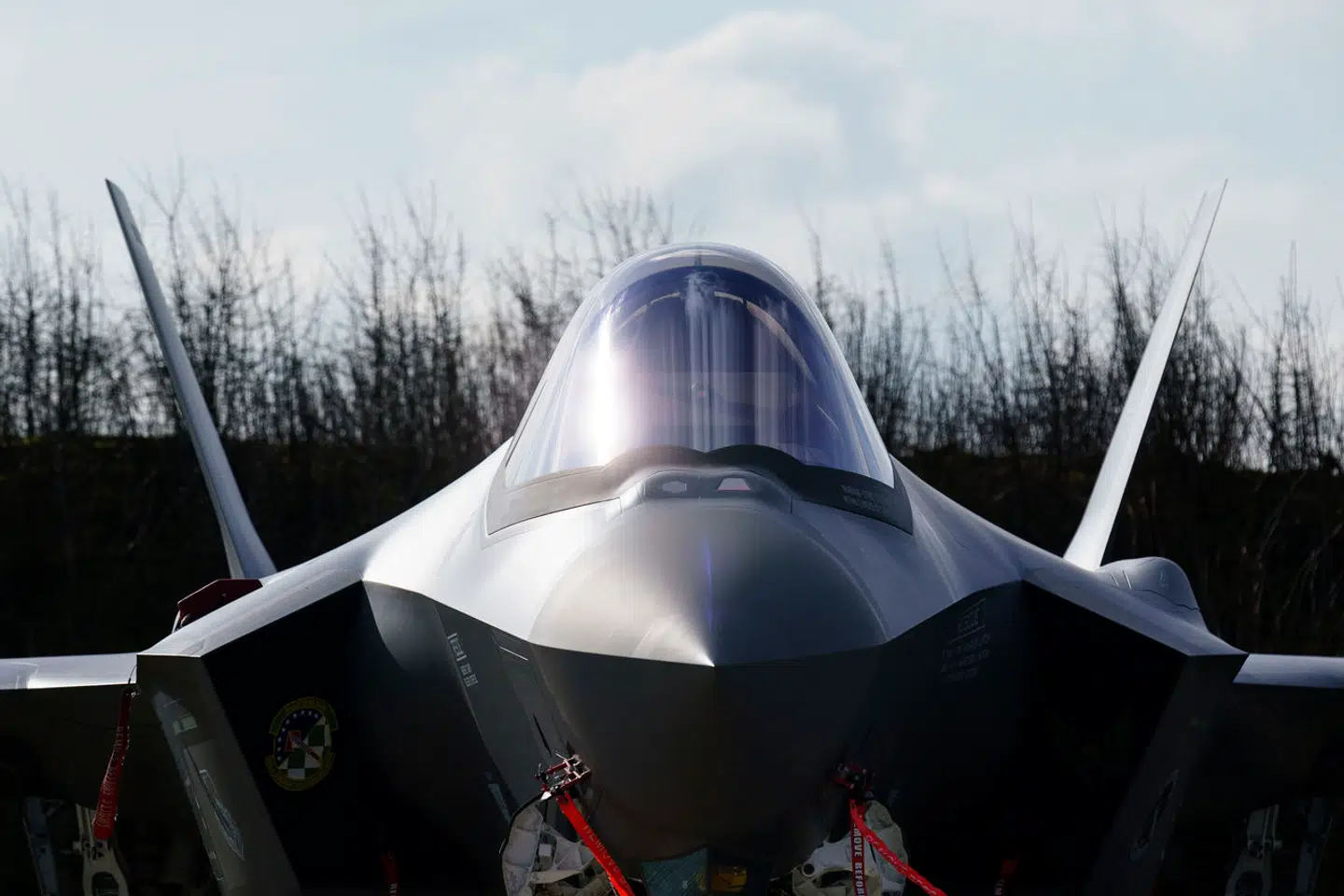Amerikansk F-35-fly på besøg i Danmark i marts 2023. Det er denne type, Danmark vil få leveret i de kommende år.