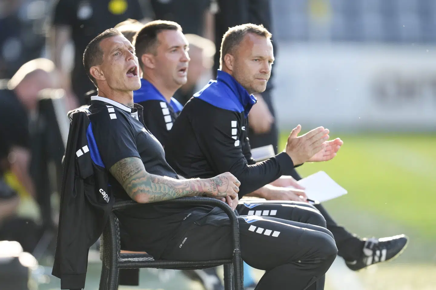 Daniel Agger (til venstre) og Lars Jacobsen skal ikke længere være trænerduo i HB Køge. Frank Cilius/Ritzau Scanpix