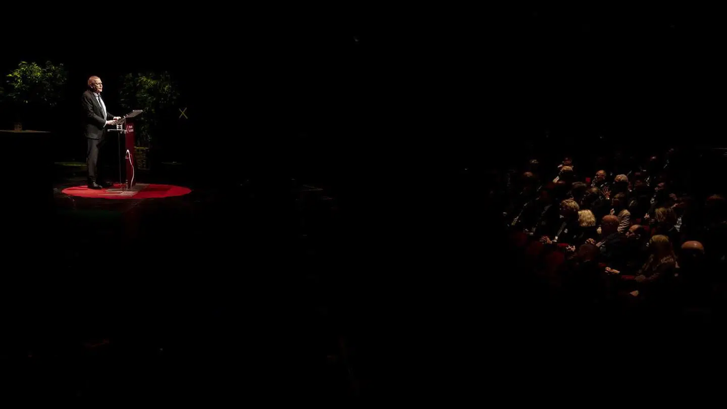 Finans Danmark holder årsmøde i Skuespilhuset i København, mandag den 5. december 2022. Nationalbankdirektør Lars Rohde taler. (Foto: Liselotte Sabroe/Ritzau Scanpix)