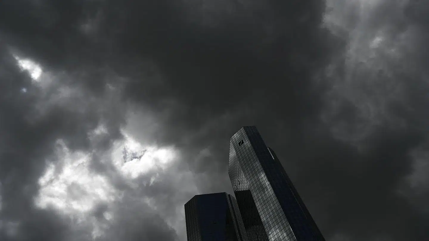 Her ses mørke skyer over Deutsche Banks hovedkvarter hovedkontor