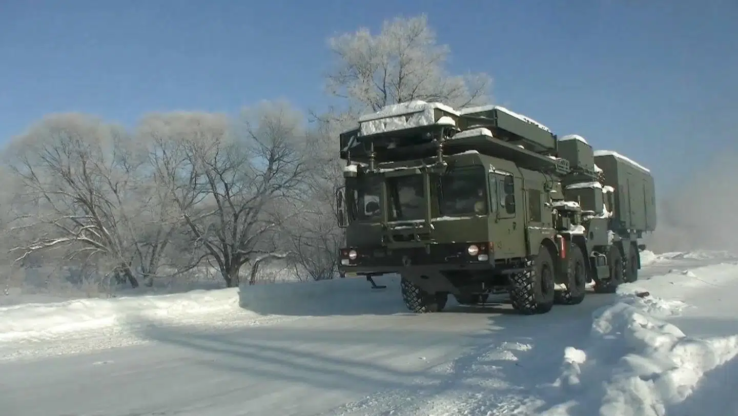 Her ses et russisk militærkøretøj - S-400 Triumph - der er tale om et stilbillede fra en video, som er blevet offentliggjort af det russisk forsvarsministerium 21. januar 2021.