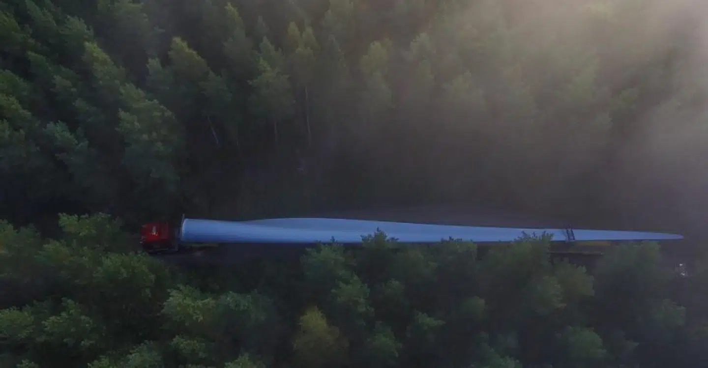 Her ses en del af en vindmølle fra Eolus Vind, der blandt andet har specialieret sig i at udvikle landbaserede vindmølleparker.