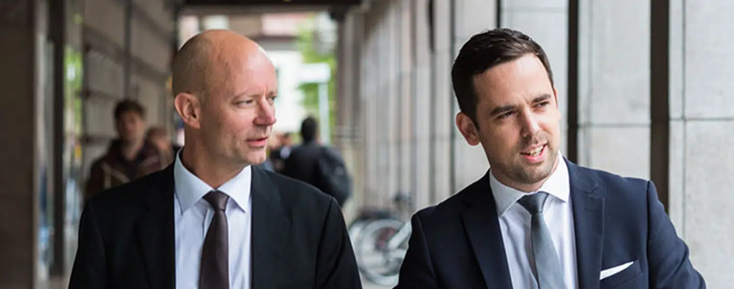 Til venstre ses Jonas Edholm og til højre ses David Harris, der er porteføljeforvaltere i Skagen Focus.