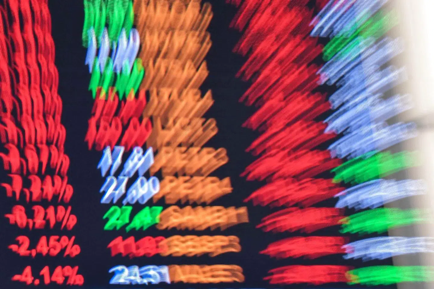 An electronic board shows the index chart at the Sao Paulo Stock Exchange (B3) in Sao Paulo, Brazil, on February 22, 2021. - Shares in Brazilian state oil company Petrobras plunged more than 19 percent on February 22 after President Jair Bolsonaro changed the company's chief executive, fueling fears he will try to block further energy price hikes as he eyes re-election. (Photo by Nelson ALMEIDA / AFP)