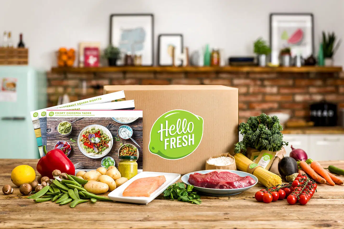 Et pressefoto af en måltidskasse fra firmaet HelloFresh, der ifølge B.T. nu er havnet i en shitstorm for alligevel ikke at være så »fresh«.