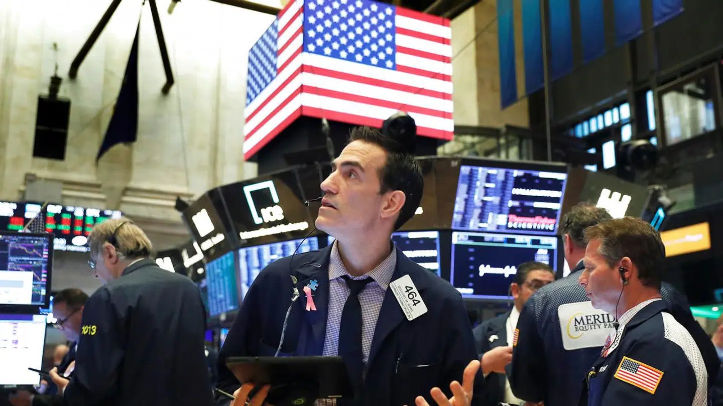 Her ses børshandlere hos New York Stock Exchange i marts 2020 (arkivfoto).