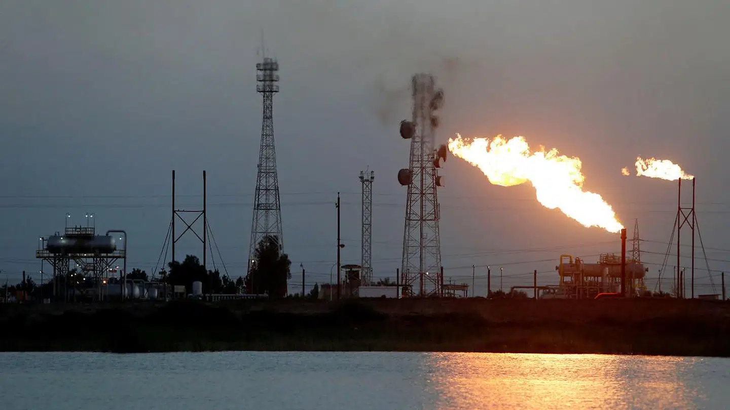 Her ses et oliefelt nord for Basra i Irak 9. marts. 2020