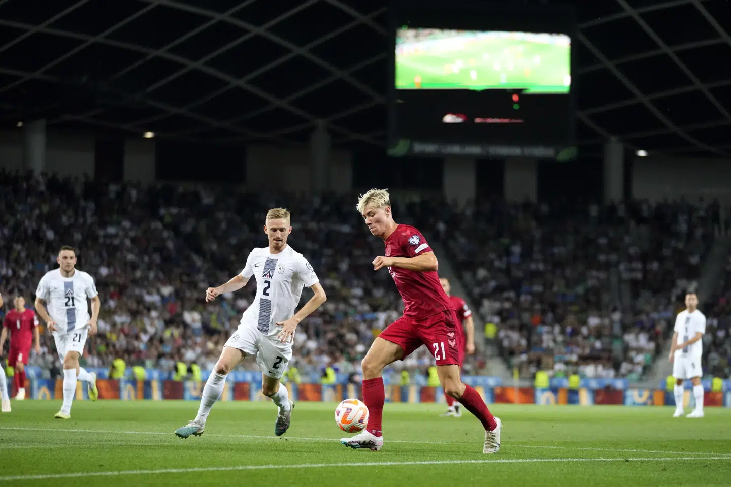 Rasmus Højlund udlignede til 1-1 kort før pausen. Darko Bandic/Ritzau Scanpix