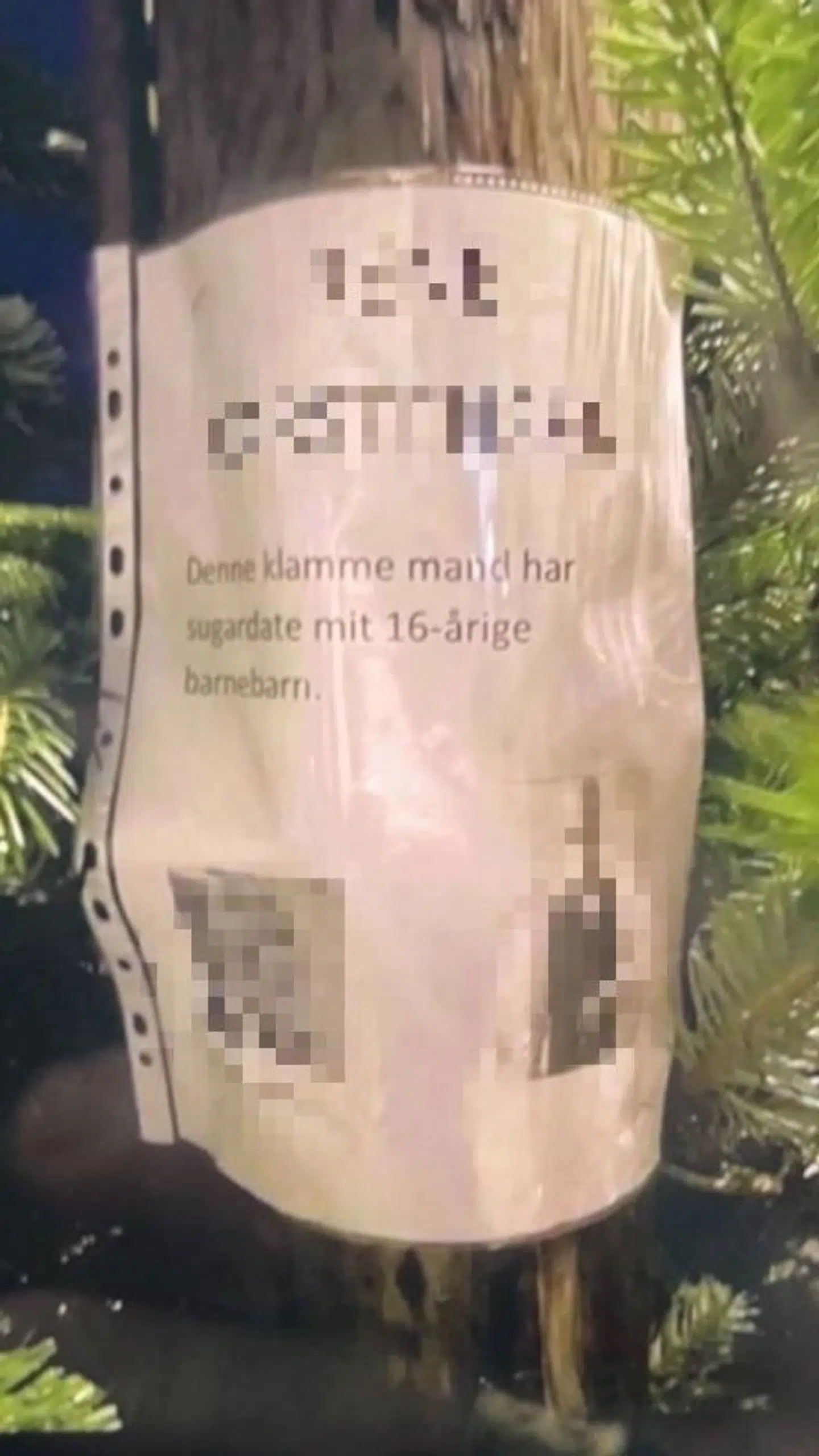 Det var denne plakat, der blev ophængt rundt om i og ved Dragør i november. Politiet fortæller, at påstanden er vås.