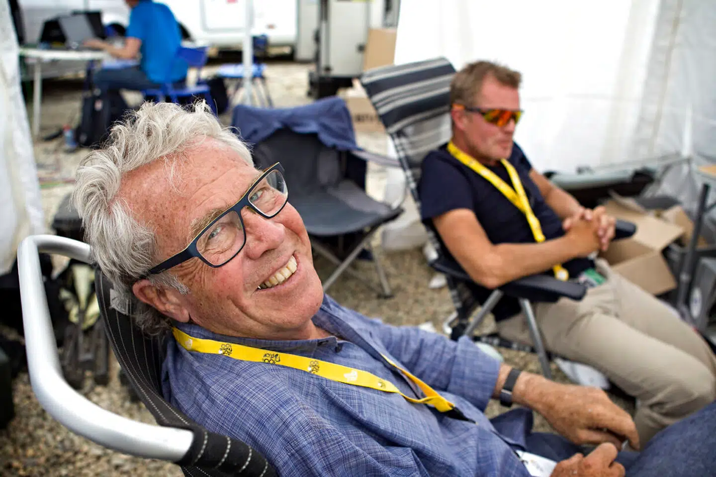 Jørgen Leth med vennen og cykelrytteren Rolf Sørensen.