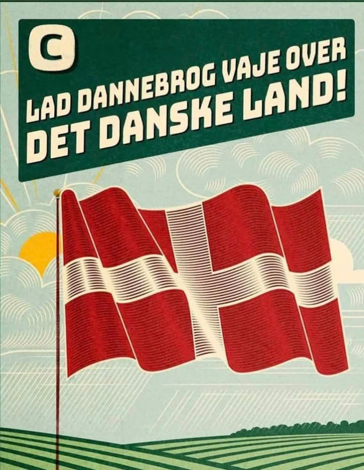 Sådan så opslaget på Det Konservative Folkepartis Facebook-side ud før partiet rettede i det. Her man kan se, at korset er placeret i midten af flaget.