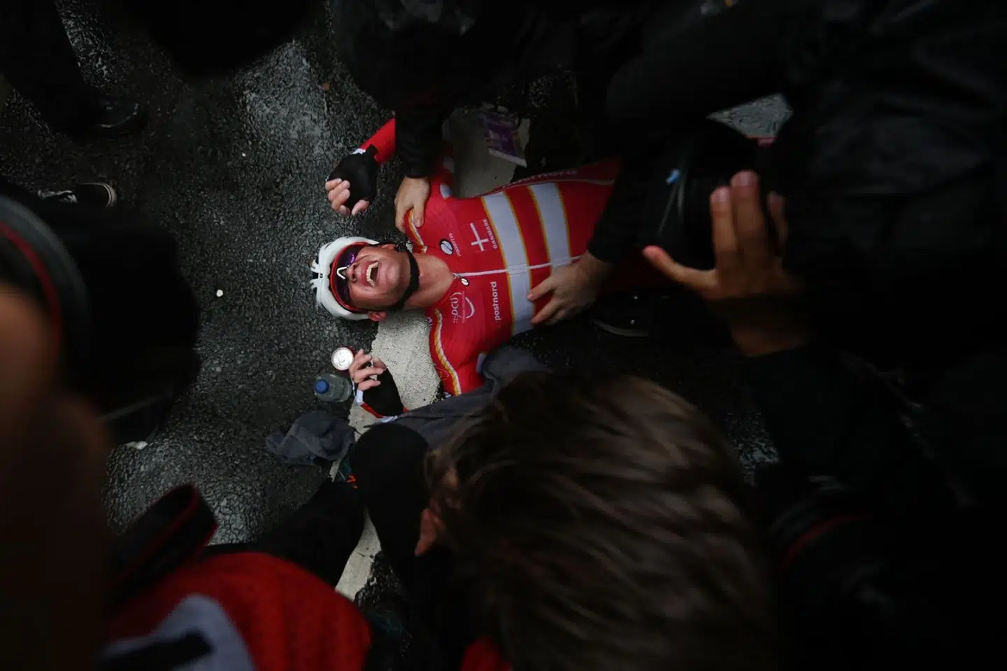 Mads Pedersen efter den forløsende sejr ved verdensmesterskabet i England i 2019.