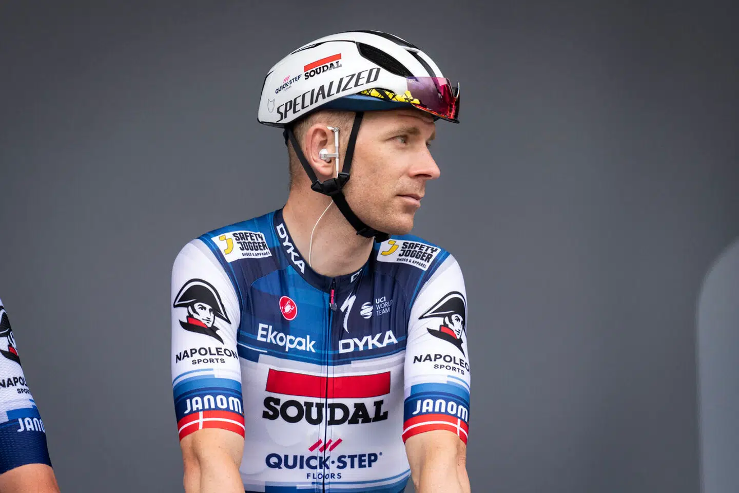 Soudal Quick-Steps Michael Mørkøv ved præsentationen i Bilbao.