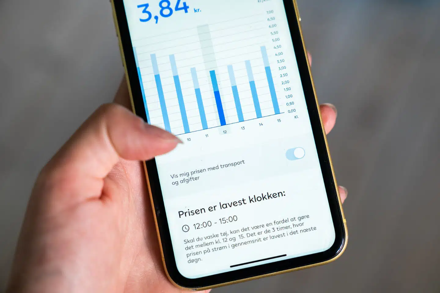 App med overblik over skiftende elpriser, i København tirsdag den 6. september 2022.. (Foto: Ida Marie Odgaard/Ritzau Scanpix)