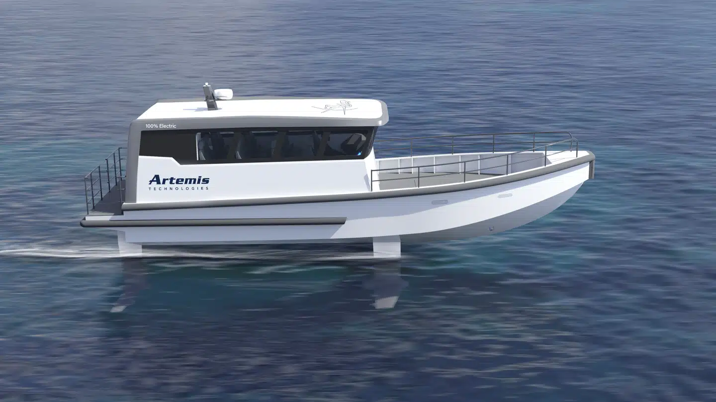 Sådan ser minifærgen, som Kim Fournais har købt til Vejrø, ud. Den er omkring 12 meter lang og kan medbringe 12 passagerer.