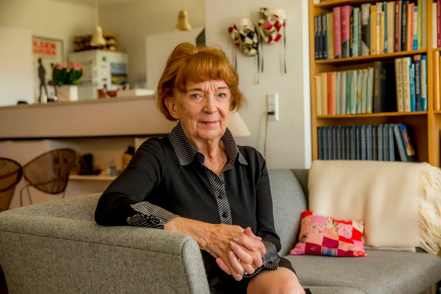 (ARKIV) Skuespiller Kirsten Hansen-Møller i København, den 23. august 2017. Skuespiller og journalist Kirsten Hansen-Møller er død. Hun blev 81 år. Det oplyser familien i en dødsannonce ifølge Billed-Bladet. Kirsten Hansen-Møller er hos den brede befolkning nok bedst kendt for rollerne som Rikke i "Huset på Christianshavn" og Fedes kone Marie i "Matador".. (Foto: STUB, MICHAEL/Ritzau Scanpix)