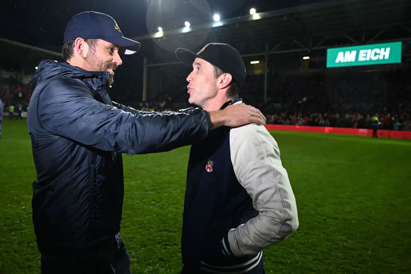 Wrexham, der har prominente ejere i de to amerikanske skuespillere Ryan Reynolds og Rob McElhenney, sikrede sig endegyldigt avancement lørdag aften. Oli Scarff/Ritzau Scanpix