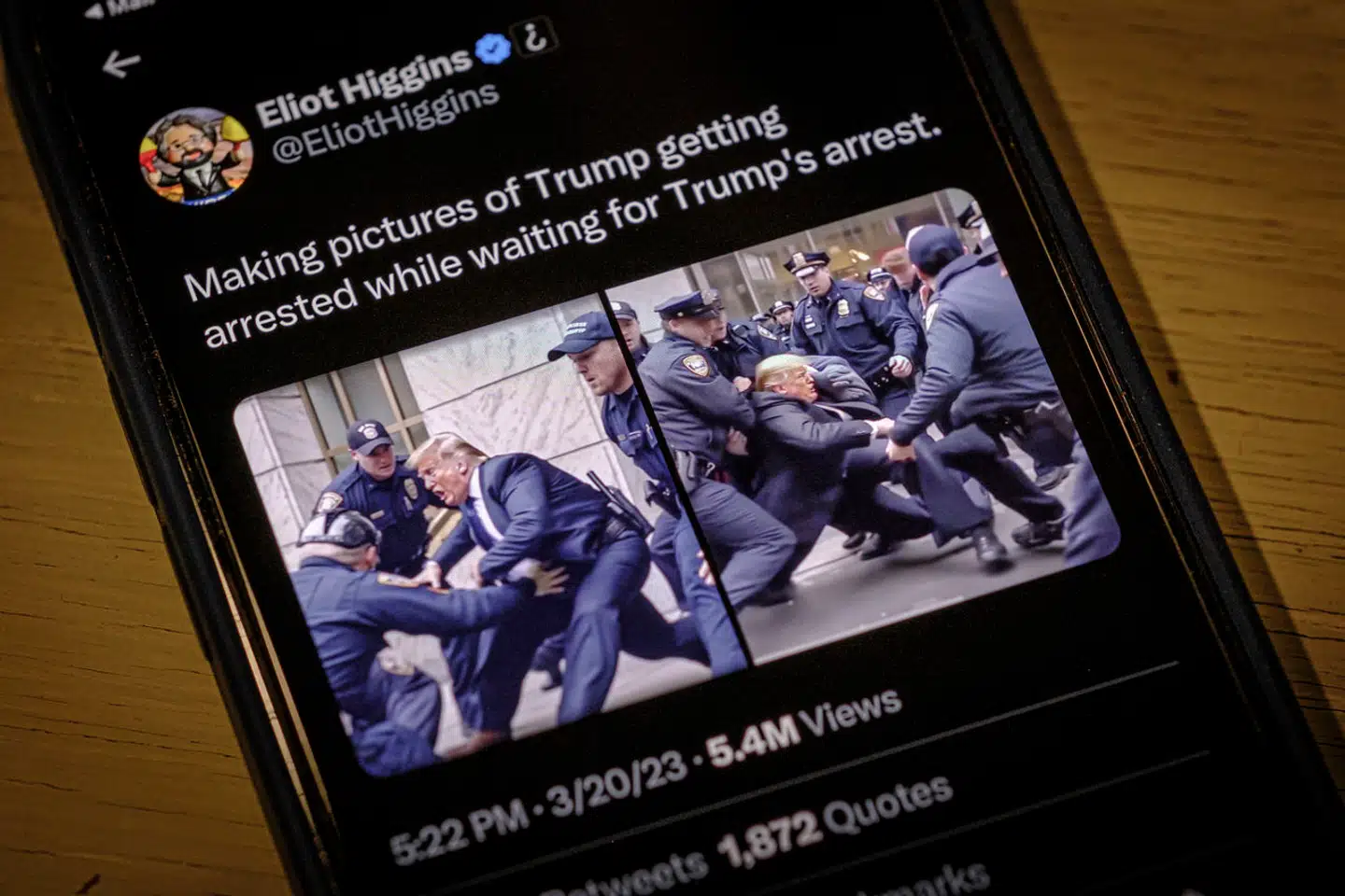 Eliot Higgins' ai-skabte billeder af Donald Trumps anholdelse blev delt i hele verden.
