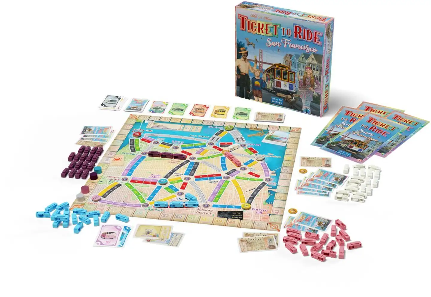 »Ticket to Ride: San Fransisco« er et glimrende forsøg på at halvere spiltiden i det klassiske spilsystem. En charmerende lille getaway.