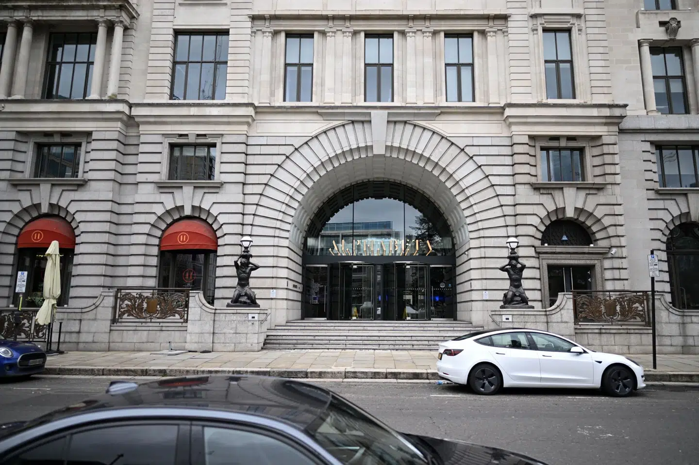 Silicon Valley Banks britiske afdeling, der bor i bygningen The Alphabeta Building, som ses her, er blevet købt af storbanken HSBC for ét pund. (Arkivfoto). Justin Tallis/Ritzau Scanpix