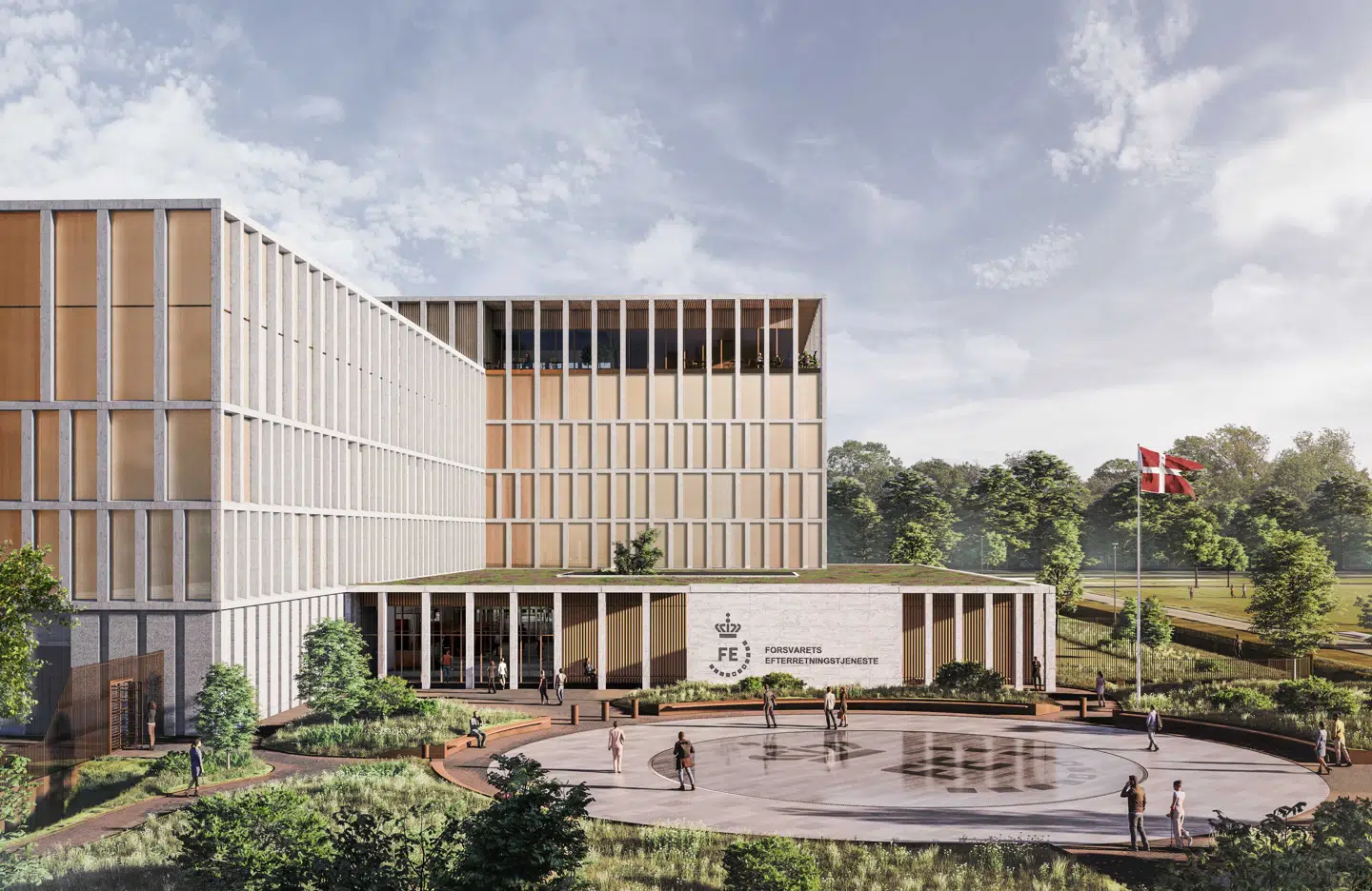 »Dette projekt opfylder alle vores krav til et nyt hovedsæde for FE,« siger Svend Larsen, fungerende chef for Forsvarets Efterretningstjeneste. Visualering: Vilhelm Lauritzen Arkitekter