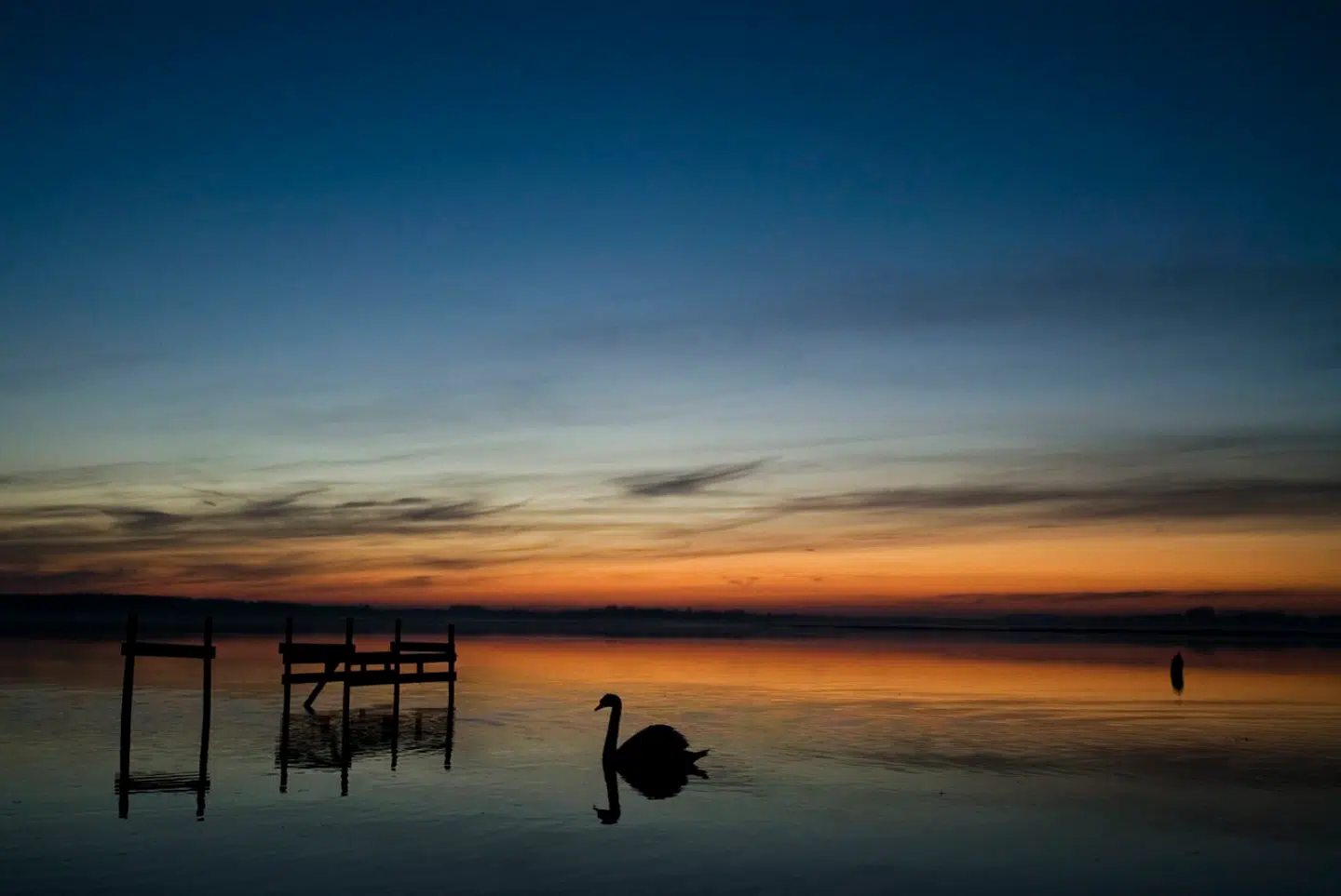 Solnedgang over Roskilde Fjord set fra Hotel Søfryd i Jyllinge.