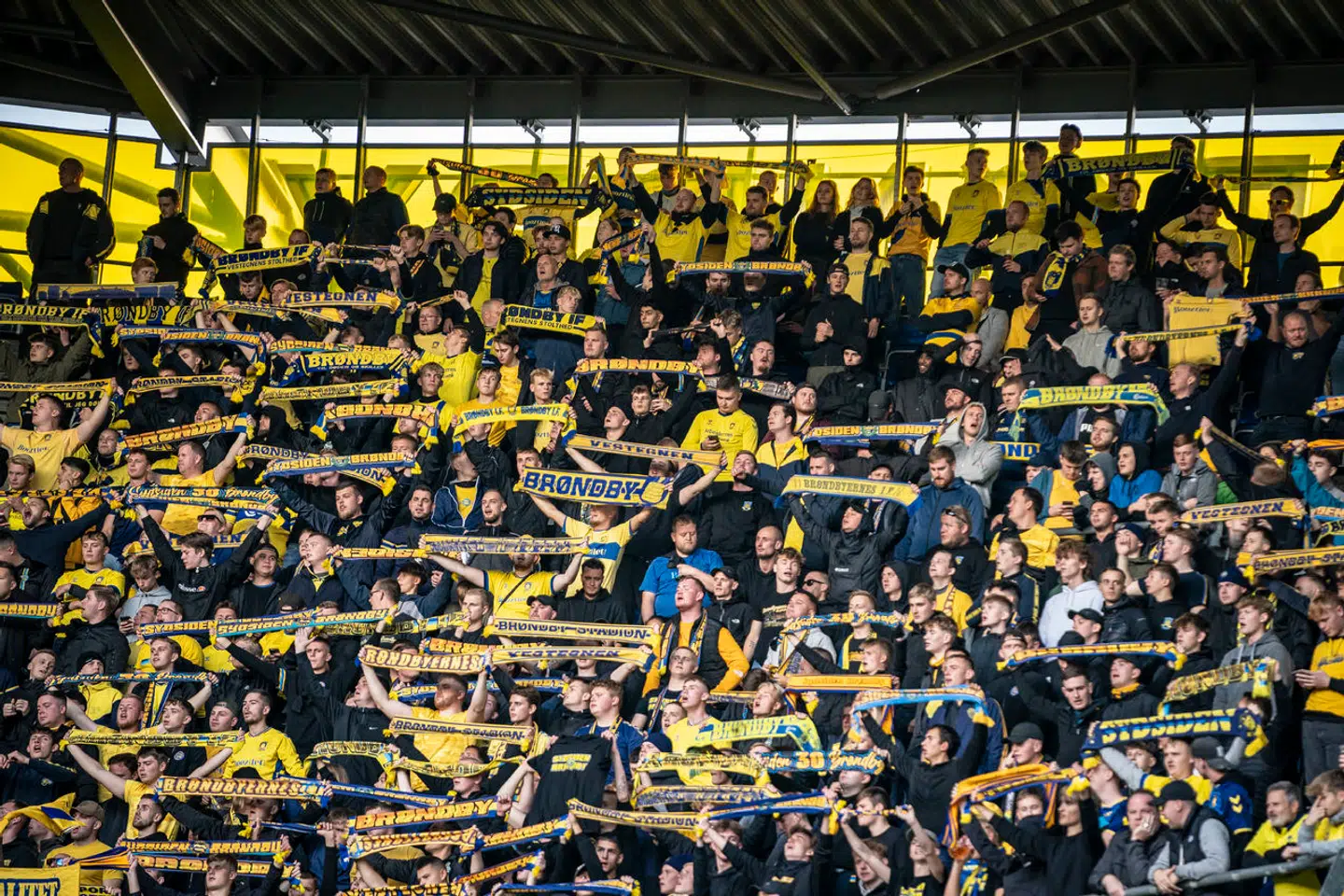 Mange af Brøndbys fans er trætte af amerikanske Global Football Holdings' opkøb af aktiemajoriteten i klubben. Billedet er fra Superligakampen mellem Brøndby og FC København på Brøndby Stadion i oktober 2022.
