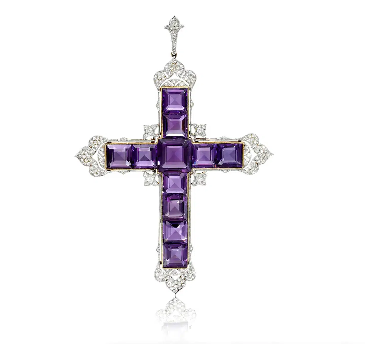 Attallah cross med ametyster og diamanter