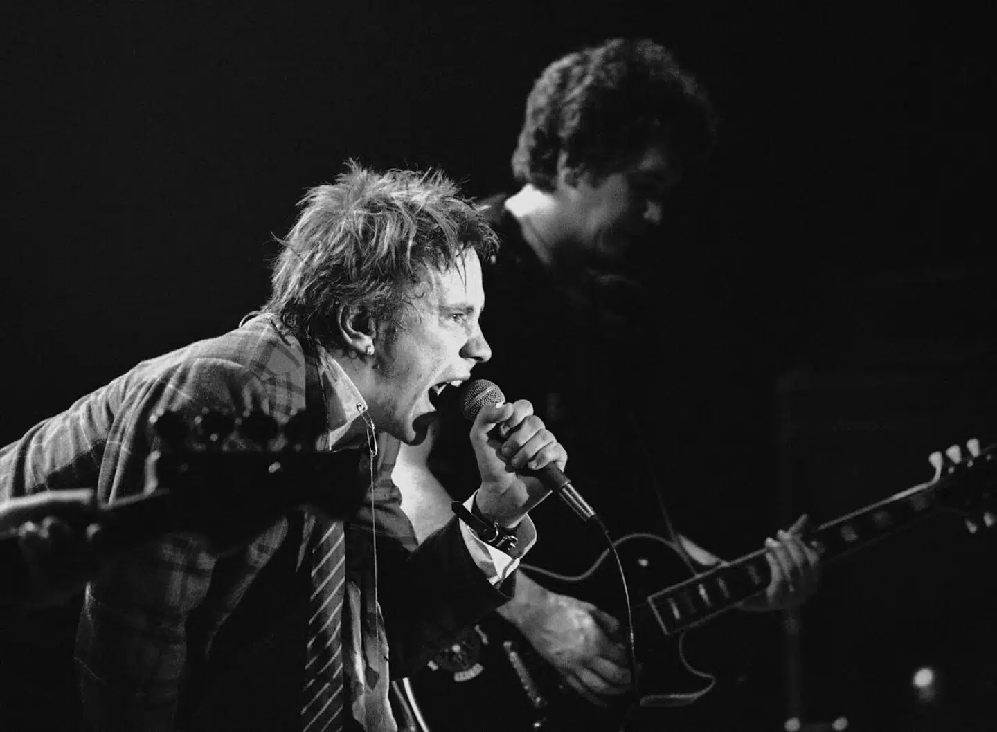 Johnny Rotten (John Lydon) under en Sex Pistols koncert i 1978 i Memphis i delstaten Tennessee.