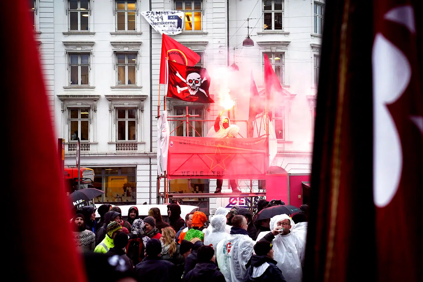Demonstration i forbindelse med overenskomstforhandlingerne i december 2019 mellem Dansk Byggeri og 3F. Netop i 3Fs rækker er et godt sted at lede efter tegn på optakt til storkonflikt, siger arbejdsmarkedsforsker Søren Kaj Andersen, der har fulgt overenskomstforhandlinger i 27 år.