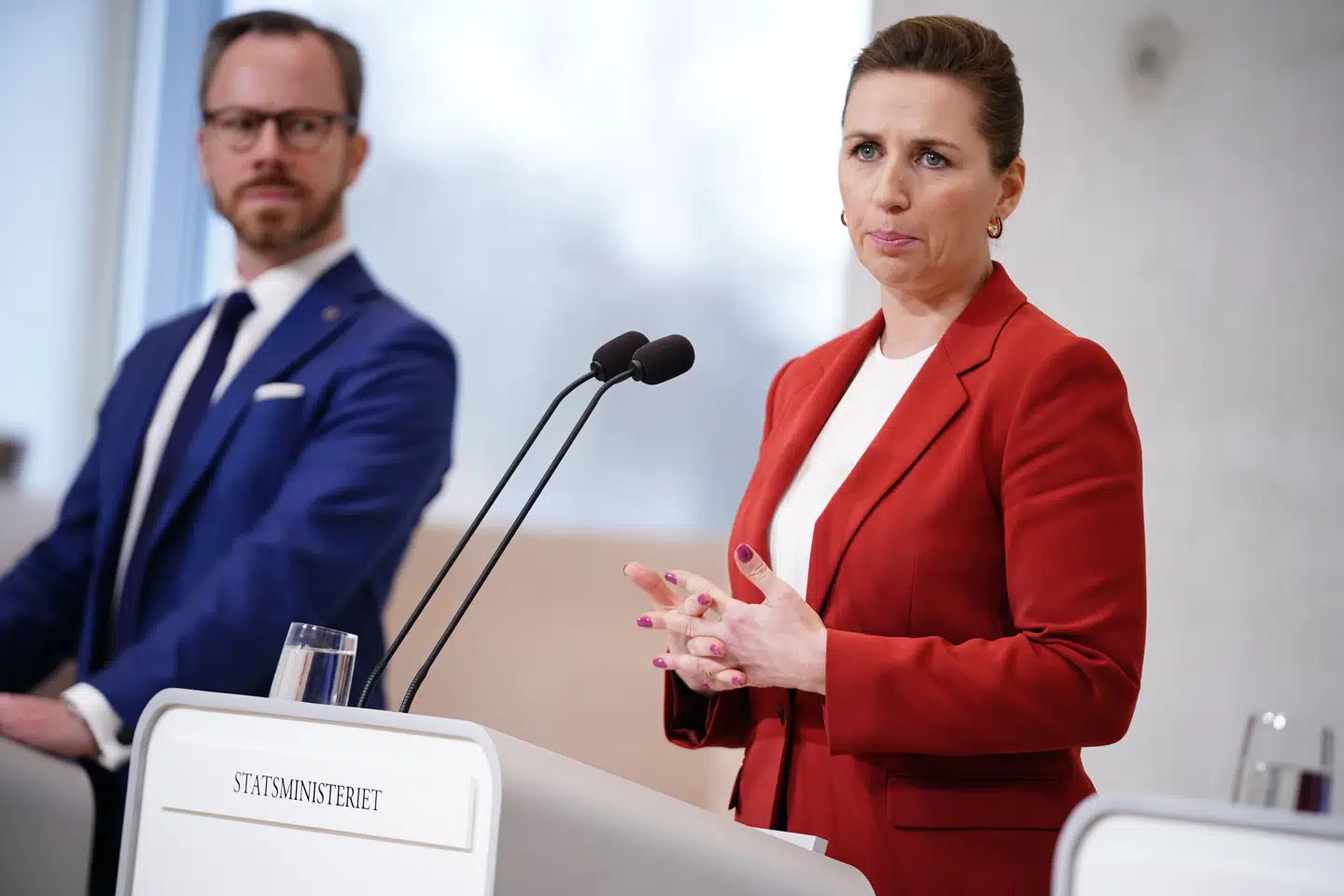 Socialdemokratiet, Venstre og Moderaterne præsenterer på et pressemøde deres regeringsgrundlag på Marienborg onsdag den 14. december 2022.
