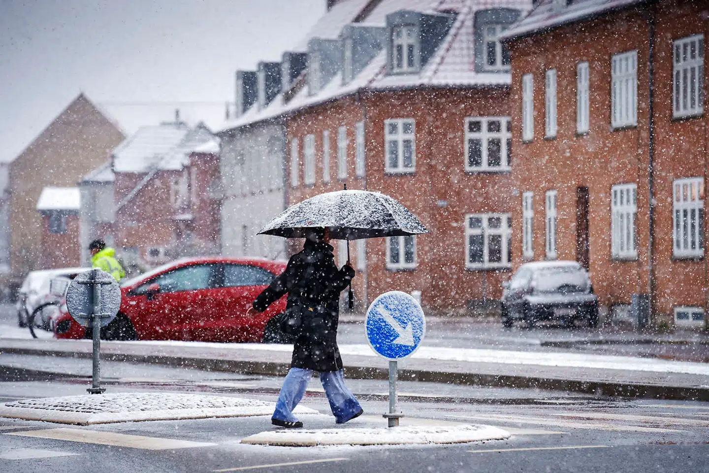 DMI er ikke sikker på, præcist hvor snebygerne vil falde, men prognoserne peger på, at Vendsyssel, Himmerland samt Vest- og Nordsjælland vil blive ramt af de fleste og kraftigste snebyger. (Arkivfoto).