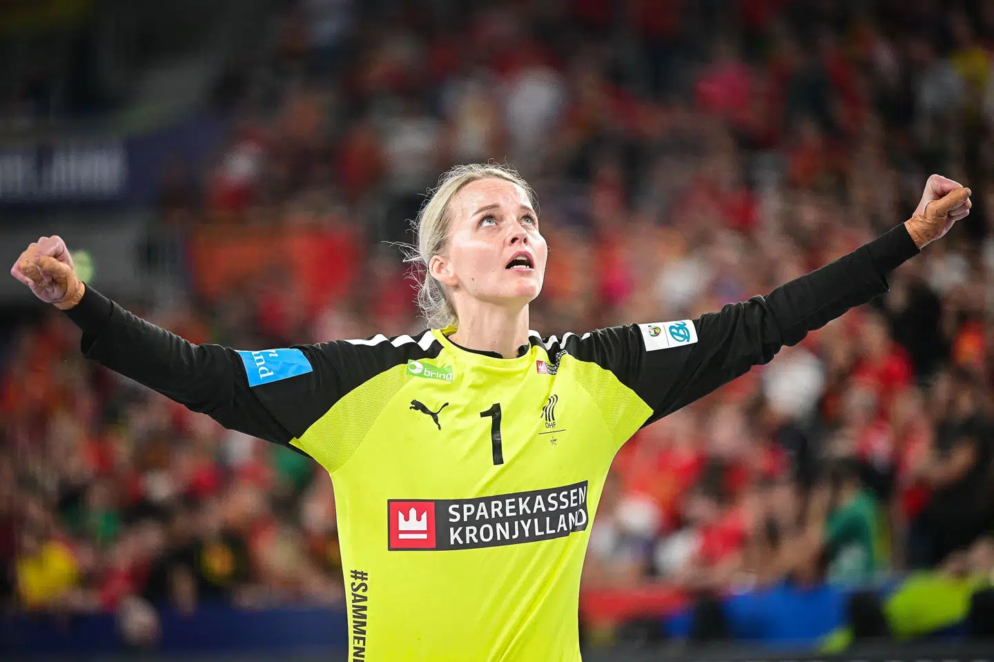 Sandra Toft har ved det igangværende EM overgået Karin Mortensen som den danske spiller med flest EM-kampe på cv'et. Jure Makovec/Ritzau Scanpix