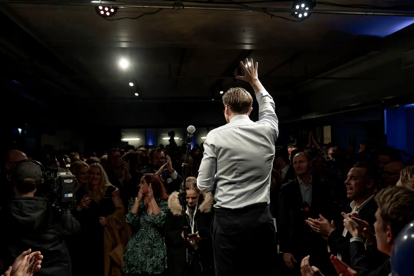 Alex Vanopslagh blev tiljublet ved Liberal Alliances valgfest tirsdag aften.