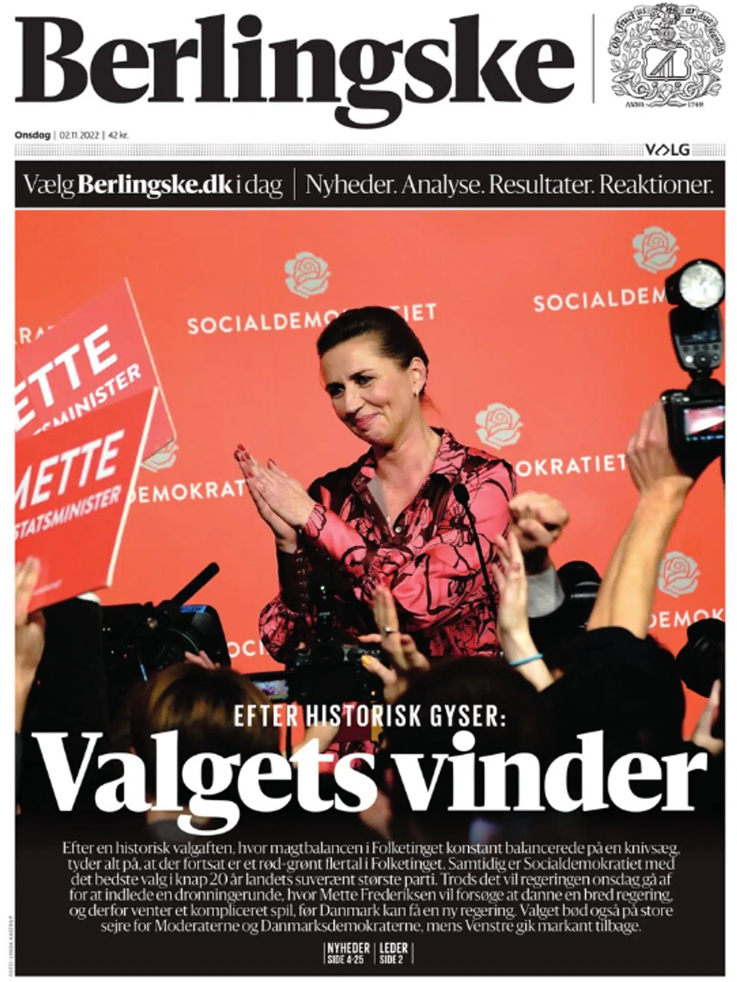 Dagens forside på Berlingske har Mette Frederiksen i fokus. En række af landets aviser har prioriteret anderledes.
