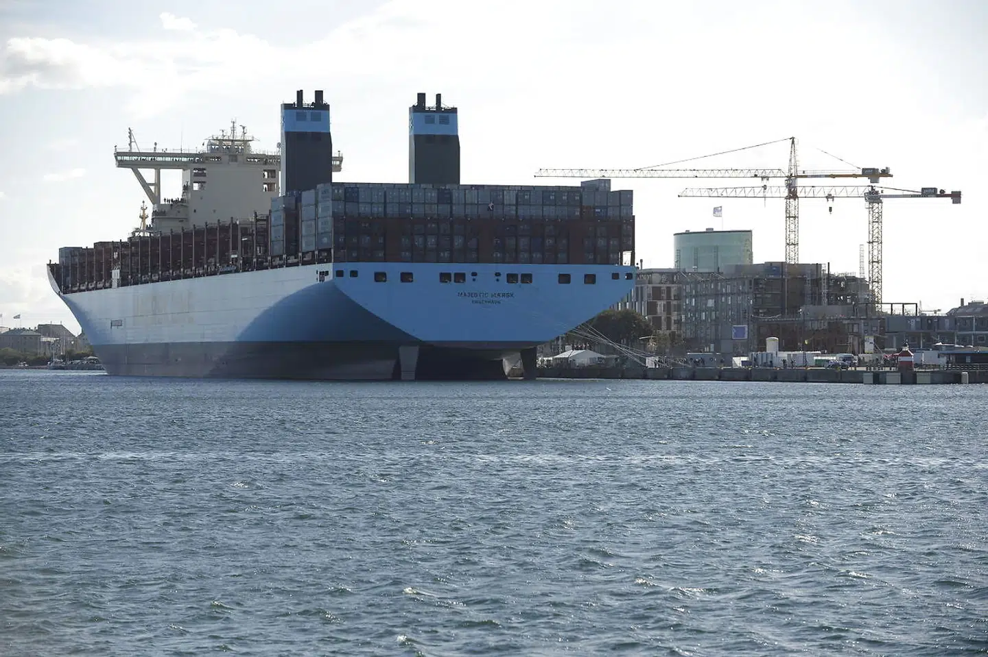 Et tysk containerskib er natten til fredag grundstødt i Lillebælt. Billedet viser et andet containerskib. (Arkivfoto)