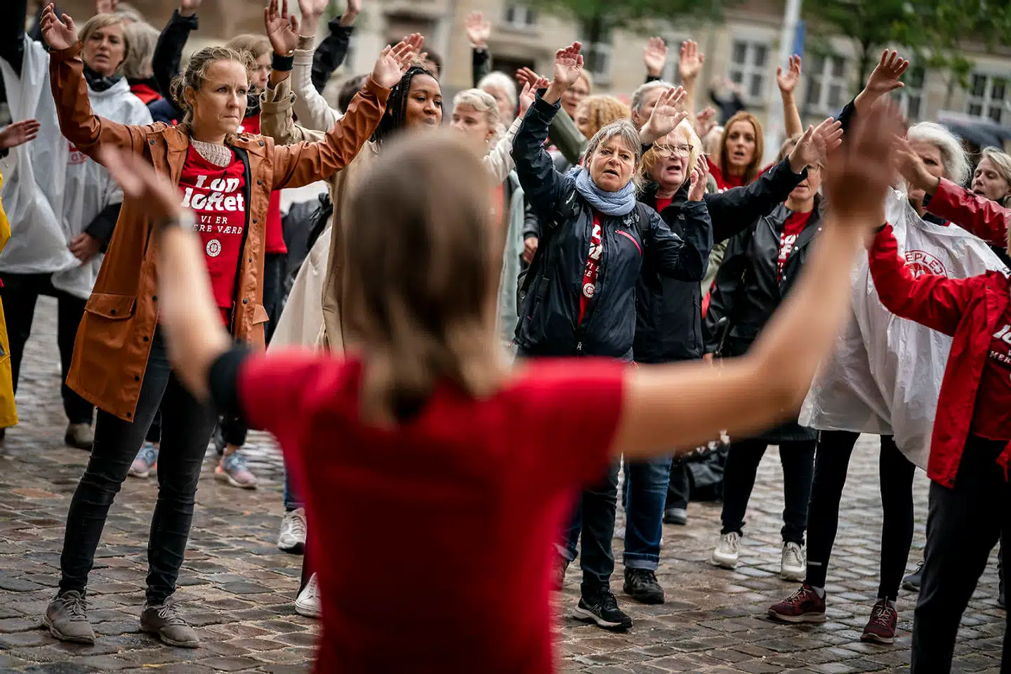 Dansk Sygeplejeråd var samlet foran Christiansborg i København 26. august 2021 i forbindelse med sygeplejerskestrejken.