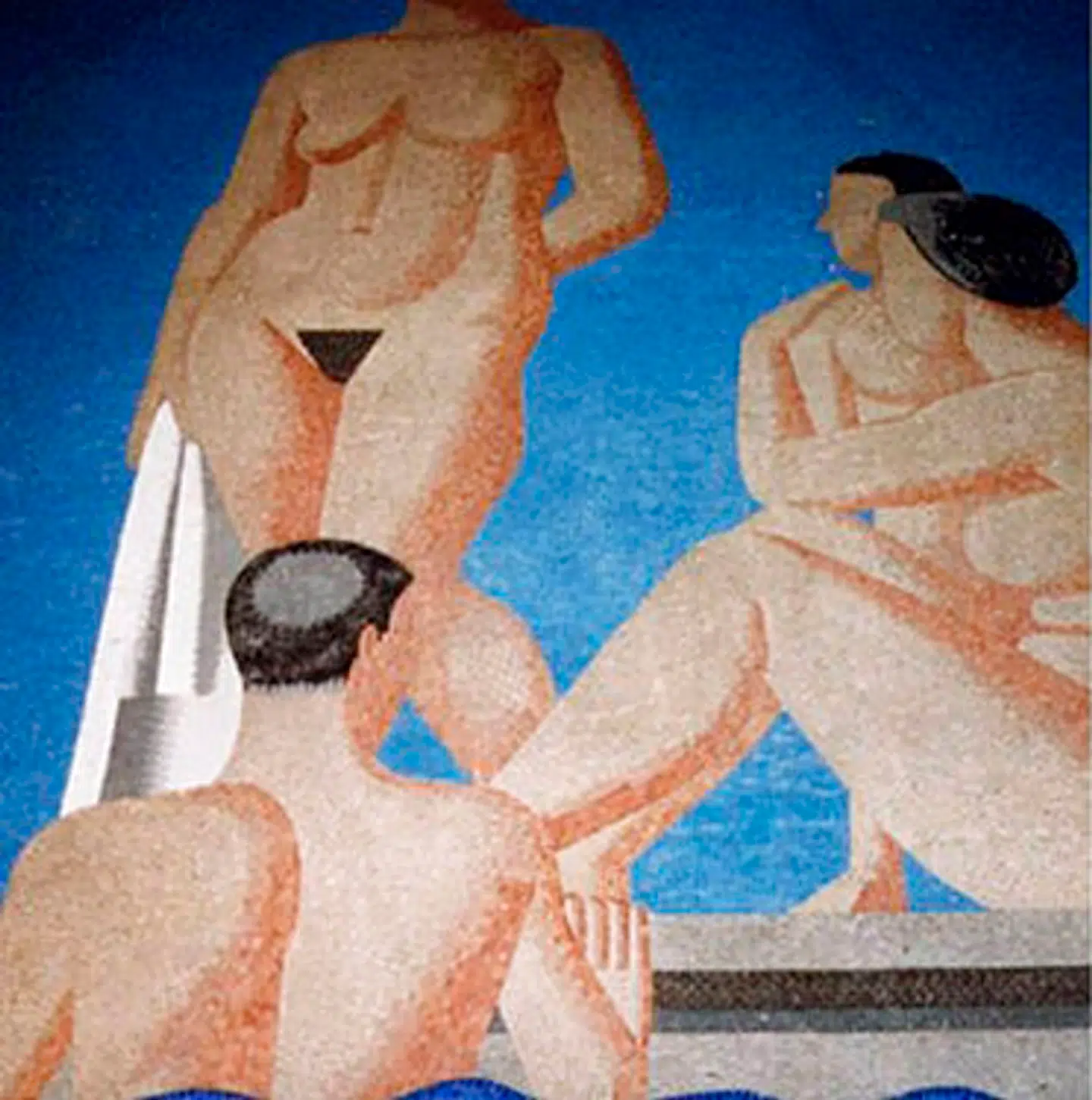 Vilhelm Lundstrøm (1893-1950) udsmykkede svømmehallen med fem mosaikker af nøgne badegæster mellem 1935 og 1938. Frederiksberg Svømmehal blev indviet i 1934.