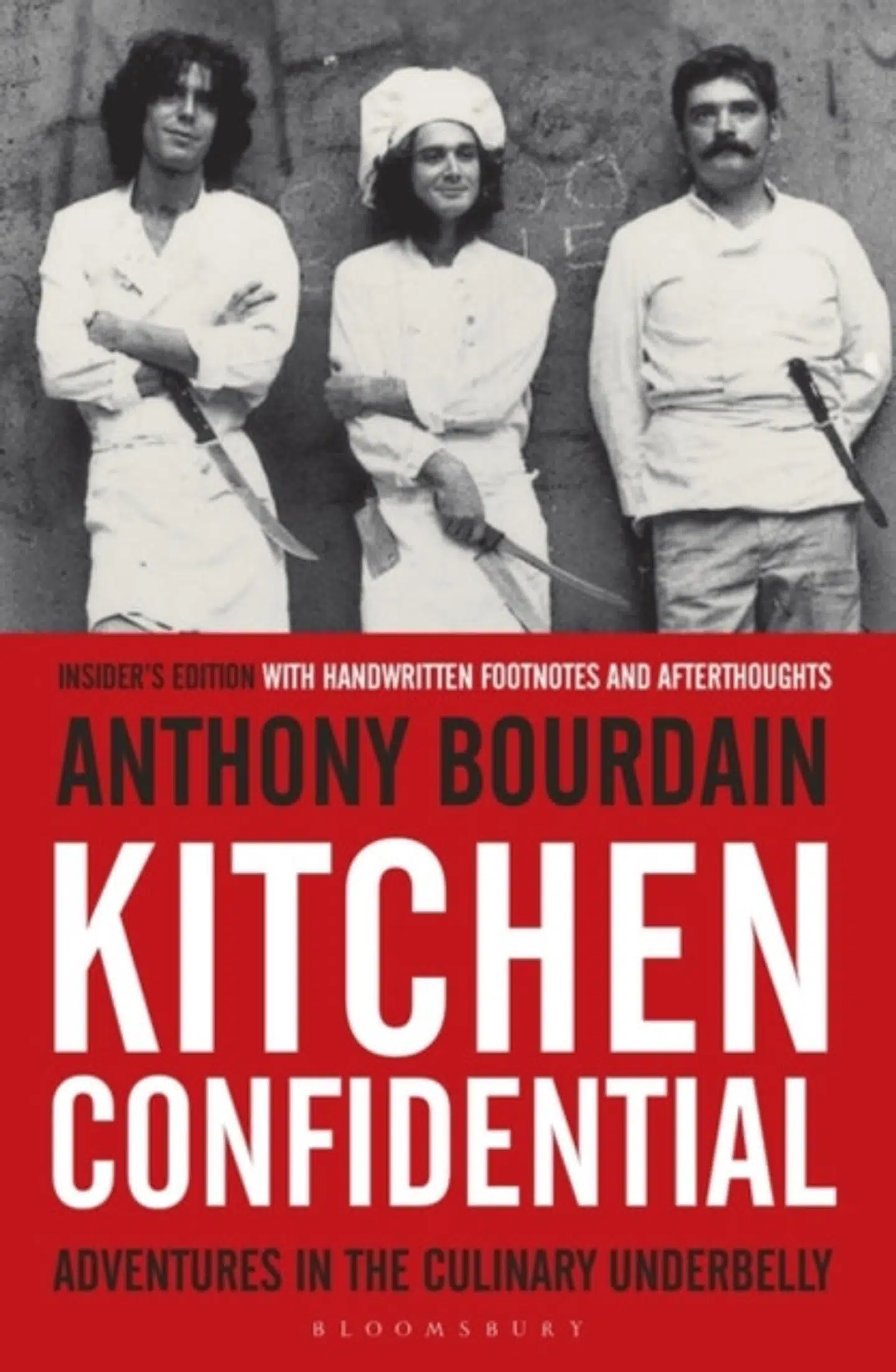 »Kitchen Confidential« der udkom i 2000, var Anthony Bourdains store gennembrud. Bogen, der indefra skildrer restaurantscenen i New York, blev en international bestseller og blev samtidig rost for sine litterære kvaliteter. En ung Bourdain se yderst til venstre.