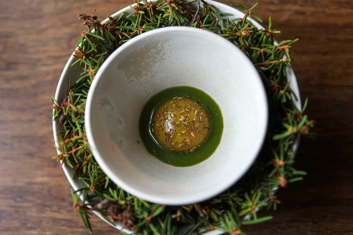 Løvstikkemousse med grønlandpost.