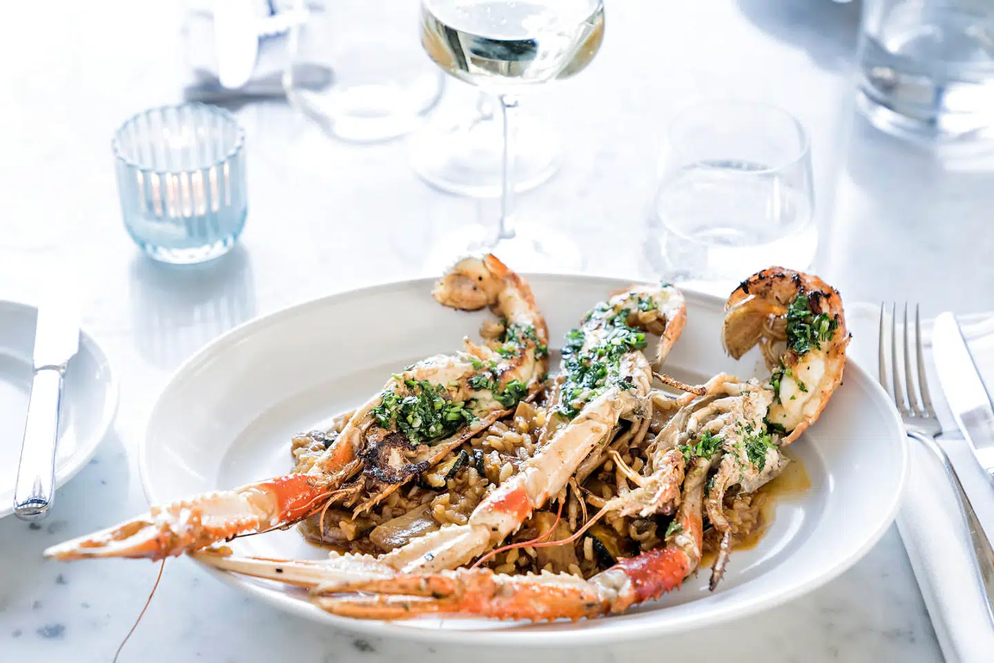 Ris som i Valencia med lynstegte jomfruhummere.