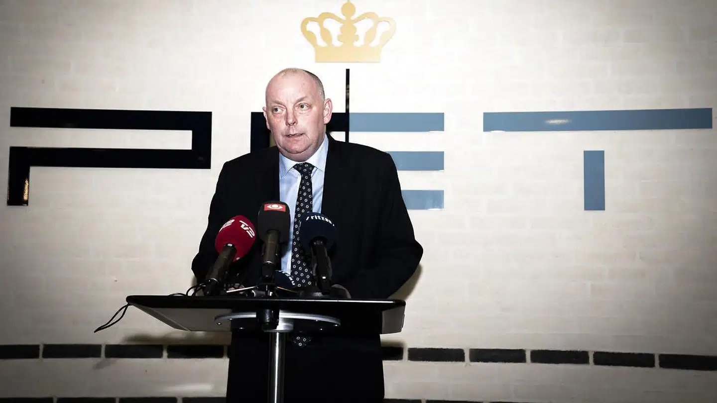 Chef for Politiets Efterretningstjeneste (PET), Finn Borch Andersen, på talerstolen under et pressemøde i Buddinge 3. januar 2020.