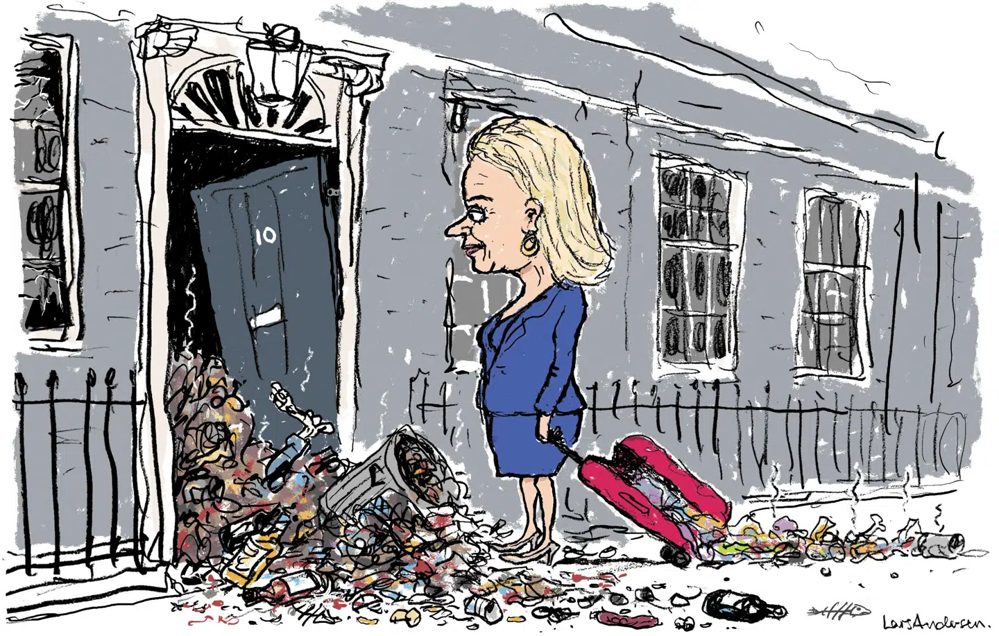 Med Liz Truss som ny premierminister kommer briterne næppe til at opleve de store forandringer. Tegning: Lars Andersen