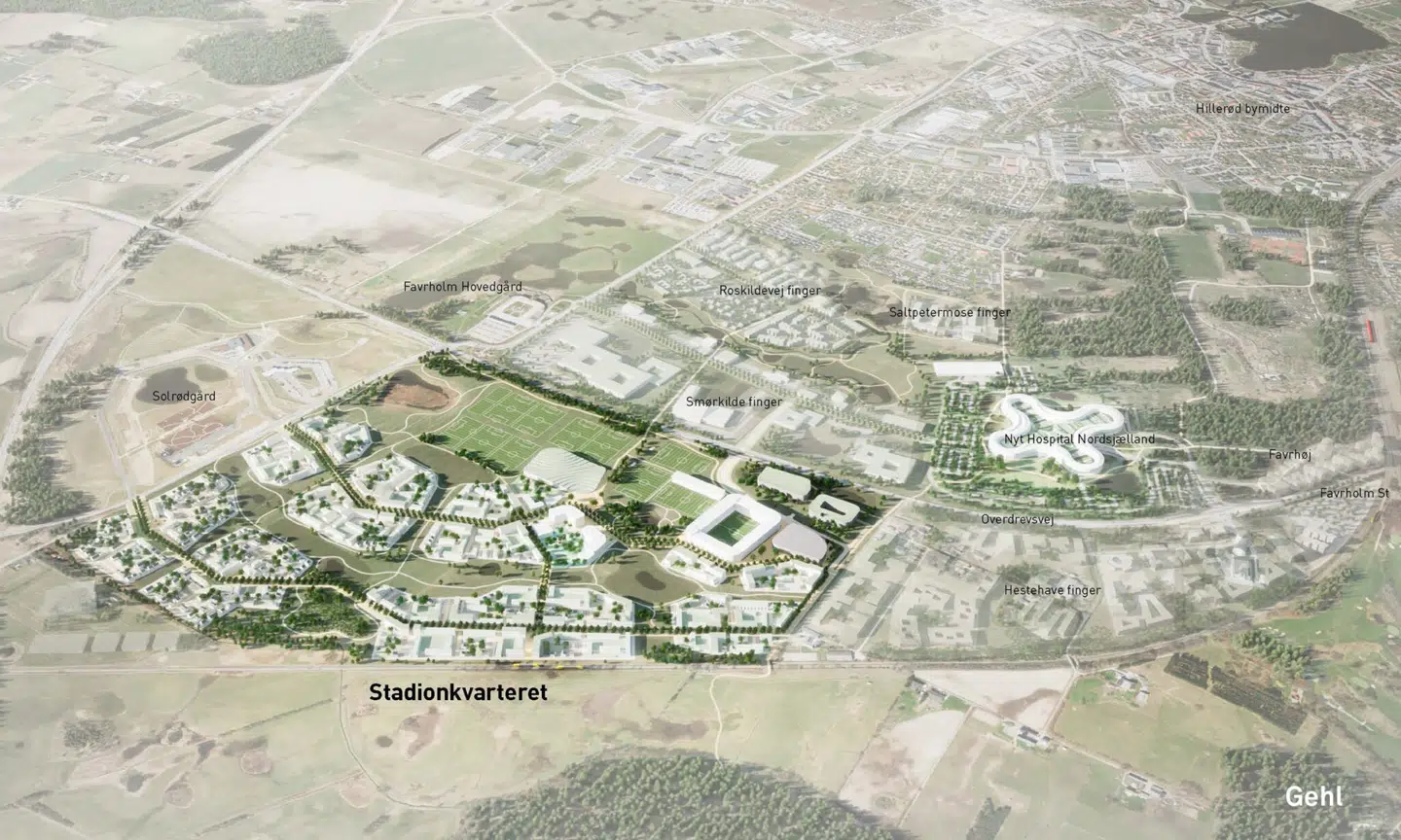 Oversigtskort over Favrholm Stadionkvarter.
