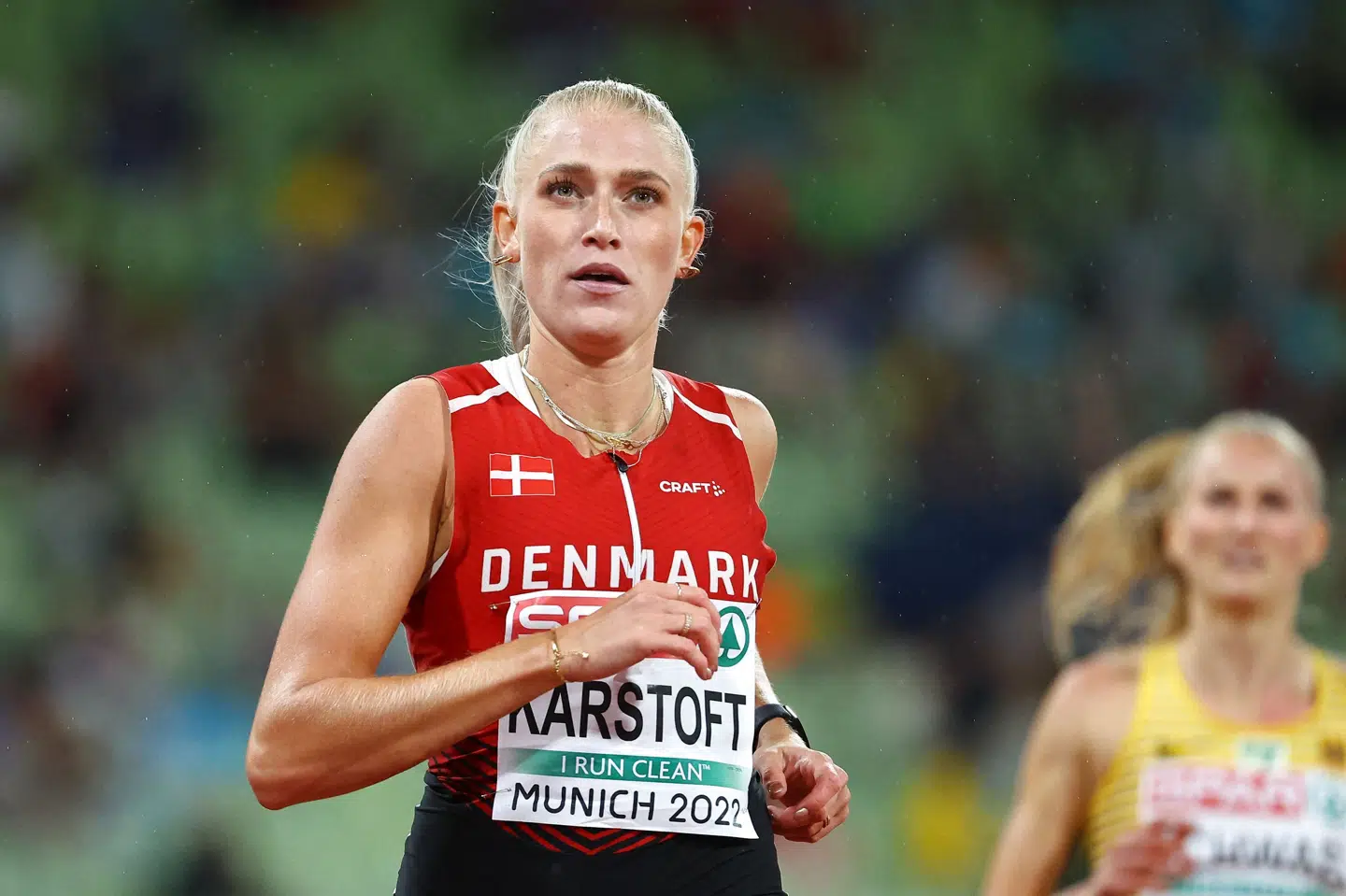 Ida Karstoft var den bedste i sin semifinale, og hun er dermed klar til fredagens finale på 200 meter. Wolfgang Rattay/Reuters