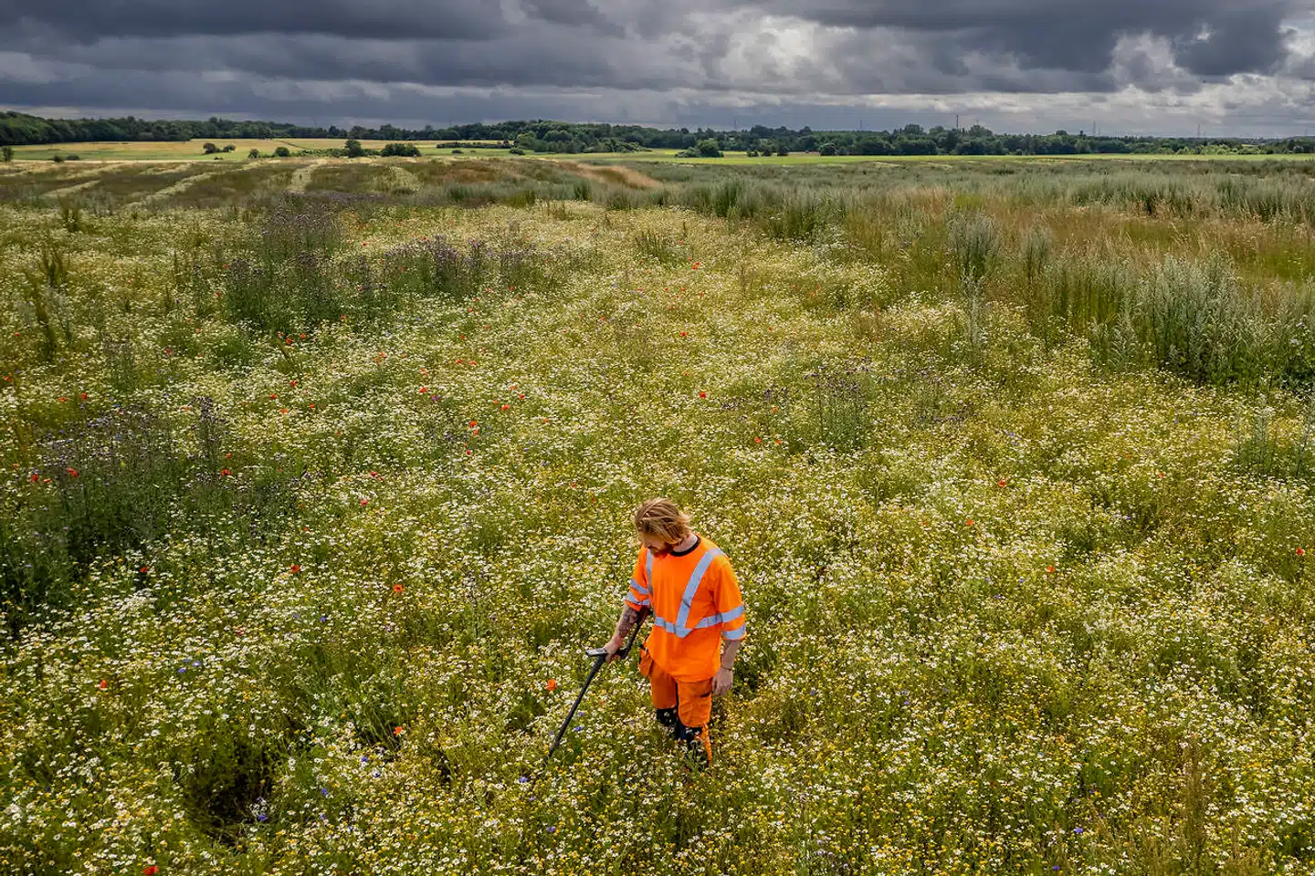 Arkæolog ved Museum Nordsjælland Severin Tobias Mortensen har været detektorfører privat i ti år. Detektoren bruger han til at lede efter mønter fra en svunden tid.