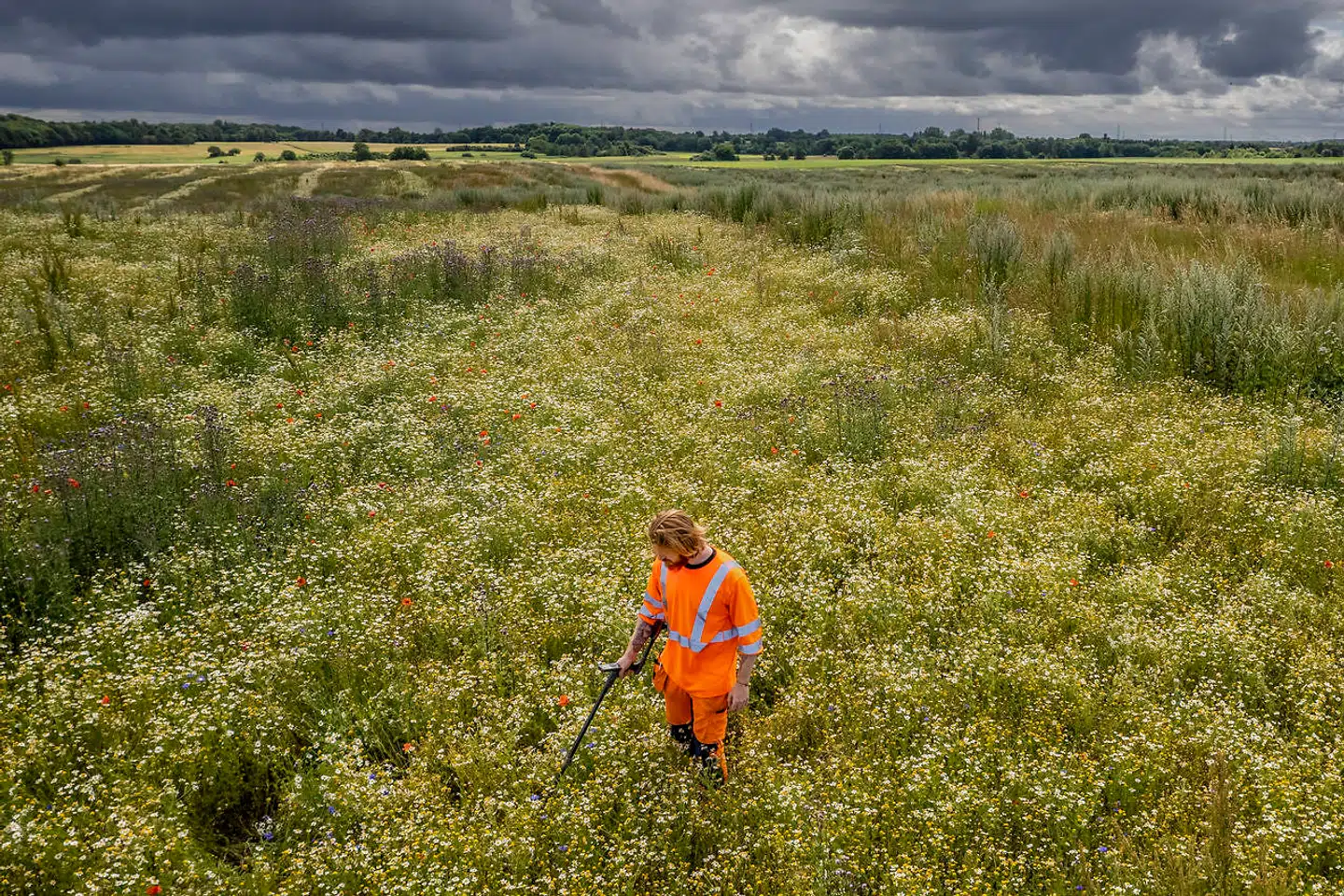 Arkæolog ved Museum Nordsjælland Severin Tobias Mortensen har været detektorfører privat i ti år. Detektoren bruger han til at lede efter mønter fra en svunden tid.