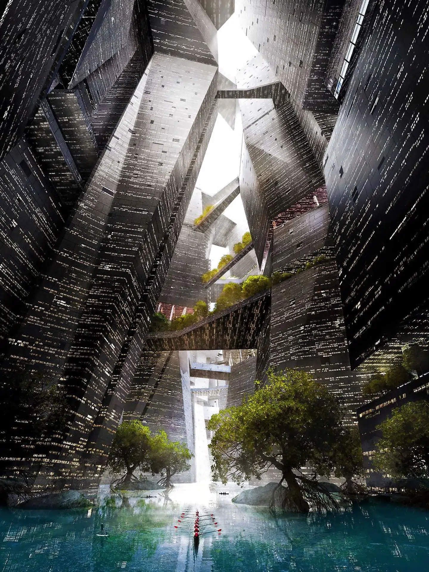 I alt fem millioner mennesker skal kunne bo i de næsten 500 meter høje bygninger, der strækker sig over 120 kilometer i ørkenen.