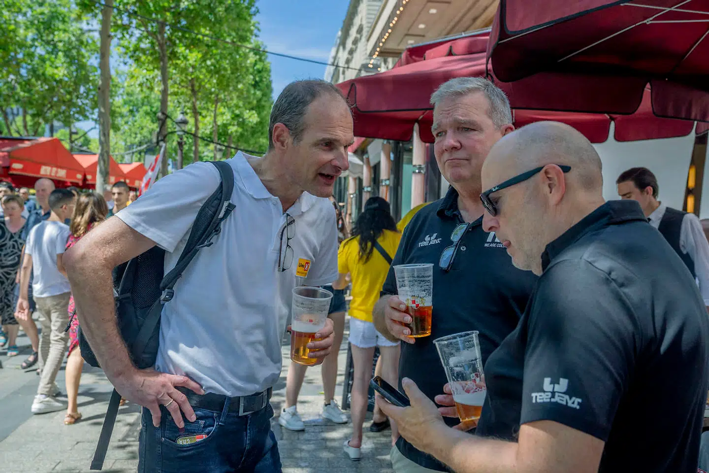 Christian Andersen er i dag sportsdirektør for cykelholdet Uno-X Pro Cycling Team, men er taget til Paris sammen med sine gamle kolleger fra Team coloQuick for at fejre deres tidligere rytter.